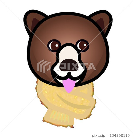 もふもふマフラーをした熊の顔のイラスト 134598119