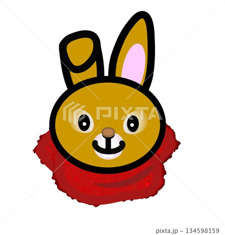 もふもふマフラーをしたウサギの顔のイラスト 134598159