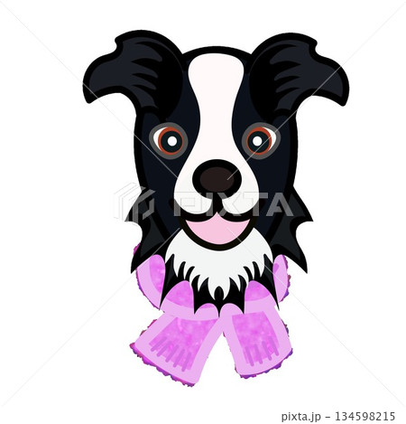 もふもふマフラーをした犬の顔のイラスト もふもふマフラーをした犬の顔のイラスト 134598215