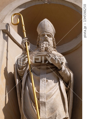 Saint Hermagoras on the facade of St Nicholas Cathedral in Ljubljana, Slovenia 134598250