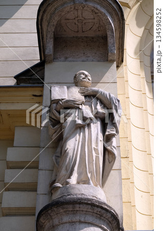 Saint Ignatius of Loyola on the portal of Saint James church in Ljubljana, Slovenia 134598252