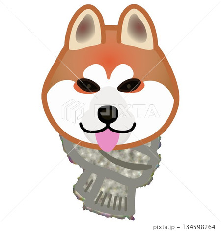 もふもふマフラーをした犬の顔のイラスト もふもふマフラーをした犬の顔のイラスト 134598264