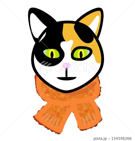もふもふマフラーをした猫の顔のイラスト もふもふマフラーをした猫の顔のイラスト 134598266