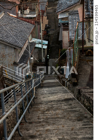 三重県　尾鷲市　須賀利町の漁村の風景 134599465