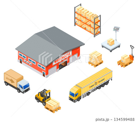 Warehouse Storage and Delivery Isometric Infographics 134599488