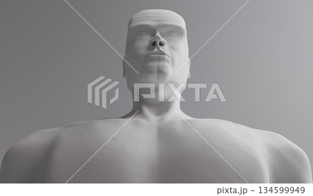 Gypsum man bust sculpture - front view - 3D illustration 134599949