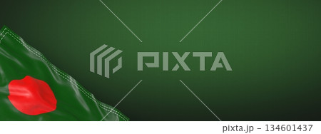 Bangladesh - national flag and gradient background - horizontal banner format - 3D illustration 134601437