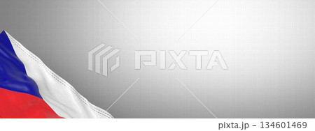 Czechia - national flag and gradient background - horizontal banner format - 3D illustration 134601469