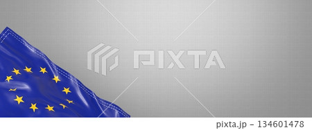 European Union - national flag and gradient background - horizontal banner format - 3D illustration European Union - national flag and gradient background - horizontal banner format - 3D illustration 134601478
