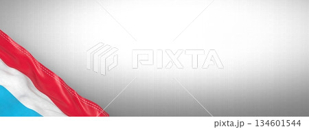 Luxembourg - national flag and gradient background - horizontal banner format - 3D illustration 134601544