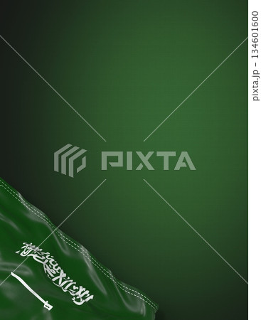 Saudi Arabia - national flag and gradient background - vertical poster - 3D illustration 134601600