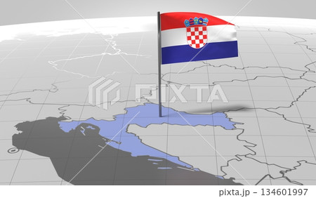 Croatia - country border and flag - 3D illustration 134601997