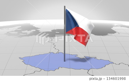 Czechia - country border and flag - 3D illustration Czechia - country border and flag - 3D illustration 134601998