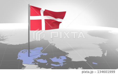 Denmark - country border and flag - 3D illustration Denmark - country border and flag - 3D illustration 134601999