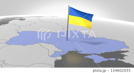 Ukraine - country border and flag - 3D illustration Ukraine - country border and flag - 3D illustration 134602035