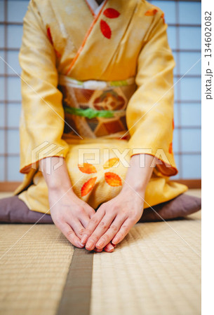着物を着た女性の手元 134602082