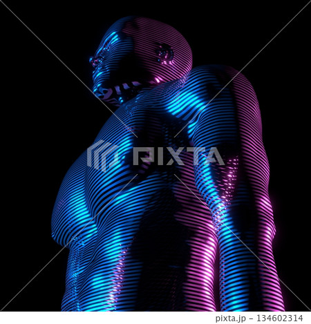 Man hologram - chest and head - 3D illustration 134602314