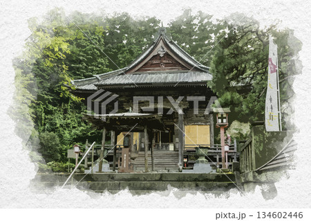 水彩画風 岩殿観音 正法寺 観音堂 埼玉県東松山市 水彩画風 岩殿観音 正法寺 観音堂 埼玉県東松山市 134602446