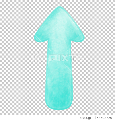 水彩風格的向上箭頭，亮蒂芙尼藍，透明背景 134602720