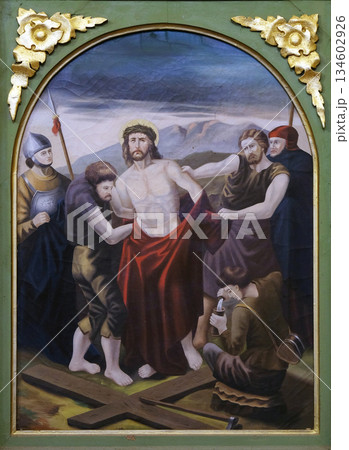 10th Stations of the Cross, Jesus is stripped of His garments, church of Saint Matthew in Stitar, Croatia 10th Stations of the Cross, Jesus is stripped of His garments, church of Saint Matthew in Stitar, Croatia 134602926