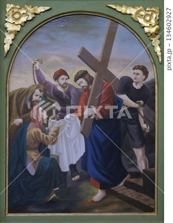 6th Stations of the Cross, Veronica wipes the face of Jesus, church of Saint Matthew in Stitar, Croatia 6th Stations of the Cross, Veronica wipes the face of Jesus, church of Saint Matthew in Stitar, Croatia 134602927