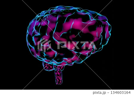 Human brain isolated on black background - 3D illustration Human brain isolated on black background - 3D illustration 134603164