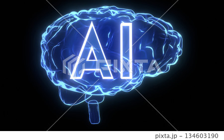 Artificial intelligence, human brain - 3D illustration 134603190