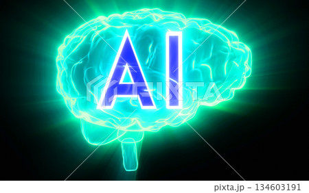 Artificial intelligence, human brain - 3D illustration Artificial intelligence, human brain - 3D illustration 134603191