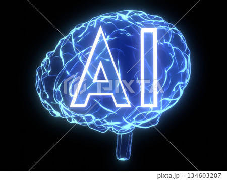 Artificial intelligence, human brain - 3D illustration 134603207