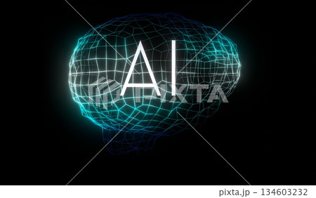 Artificial intelligence concept - geometrical human brain - 3D illustration 134603232