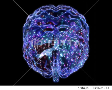 Human brain isolated on black background - 3D illustration Human brain isolated on black background - 3D illustration 134603243