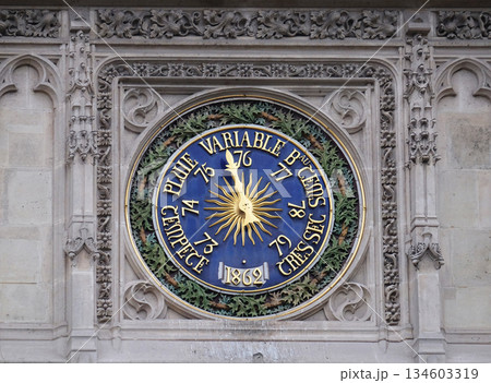 Clock on the Saint Germain l'Auxerrois church in Paris, France Clock on the Saint Germain l'Auxerrois church in Paris, France 134603319