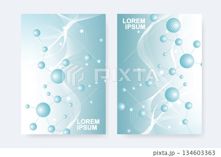 Modern templates for brochure magazine leaflet flyer cover booklet annual report. Modern futuristic hexagonal pattern with particle, molecule structure for medical, technology, chemistry, science. Modern templates for brochure magazine leaflet flyer cover booklet annual report. Modern futuristic hexagonal pattern with particle, molecule structure for medical, technology, chemistry, science. 134603363