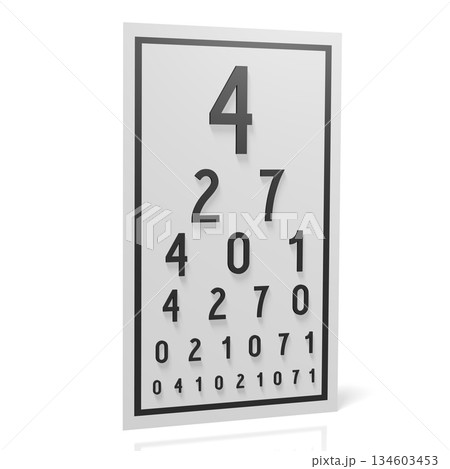 Sight checkup board isolated on white background - 3D illustration 134603453