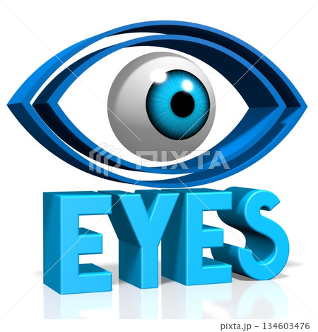 Eyes word and eye shape - 3D illustration Eyes word and eye shape - 3D illustration 134603476