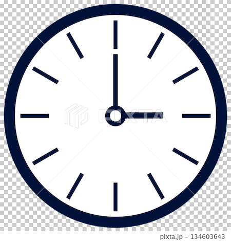 シンプルな時計アイコンが、すっきりと3時を示します。フラット表現が整った印象を与え、時間管理や計画性 134603643