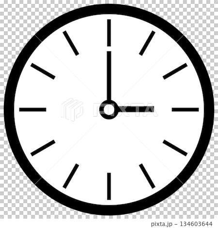 シンプルな時計アイコンが、すっきりと3時を示します。フラット表現が整った印象を与え、時間管理や計画性 134603644
