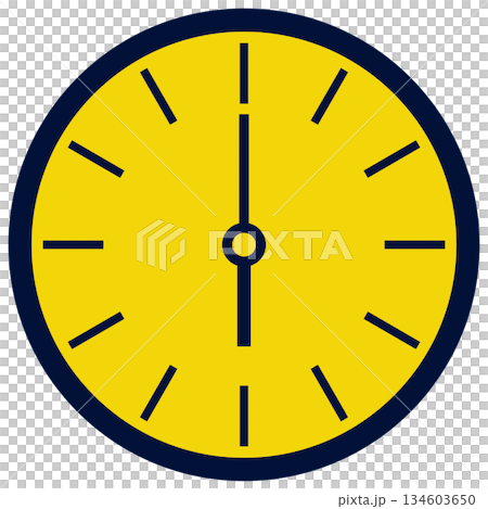 シンプルな時計アイコンが、すっきりと6時を示します。フラット表現が整った印象を与え、時間管理や計画性 134603650