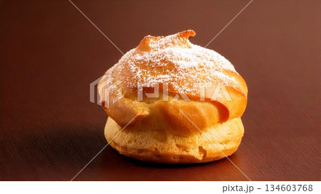 美味しそうなシュークリーム 背景素材 16:9サイズ AI生成素材 134603768