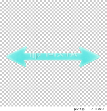 Watercolor-style bidirectional arrow. Tiffany blue horizontal icon for comparison or width. Transparent background. 134603884