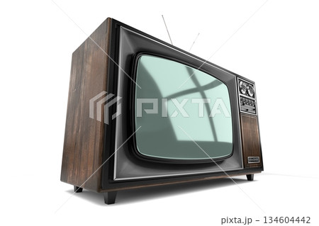 Retro television set isolated on white background - 3D illustration 134604442
