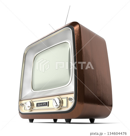 Retro television set isolated on white background - 3D illustration Retro television set isolated on white background - 3D illustration 134604476