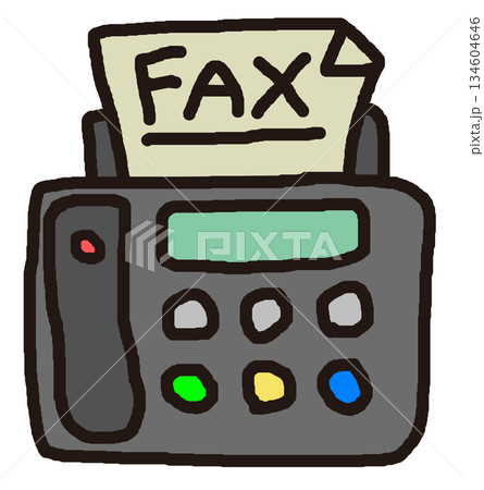 オフィスで文書やFAXを送信したり受信するファックスの本体イラスト 134604646