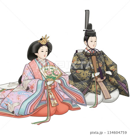 やさしい色合いのひな祭りイラスト 134604759