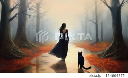 silhouette of a horse in the forest 134604875