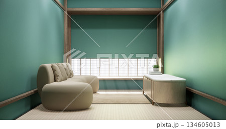Tatami mint living room have sofa furniture and modern room interior design minimal.3D rendering 134605013