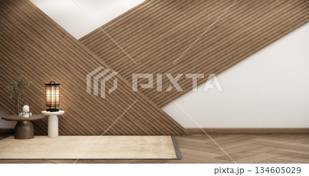 Empty Mock up living room, minimal style with wooden details background 3D illustration rendering Empty Mock up living room, minimal style with wooden details background 3D illustration rendering 134605029
