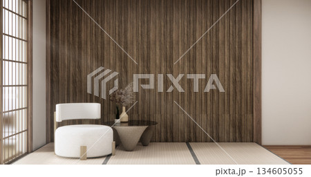 Tatami living room have sofa furniture and modern room interior design minimal.3D rendering Tatami living room have sofa furniture and modern room interior design minimal.3D rendering 134605055