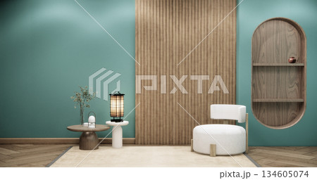 Mint Empty Mock up living room, minimal style with wooden details background 3D illustration rendering Mint Empty Mock up living room, minimal style with wooden details background 3D illustration rendering 134605074