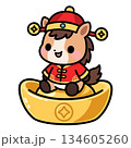Chinese New Year Horse On A Gold Ingot 134605260